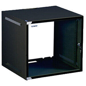 XCAB 4U Wallmounted cabinet 19"/ 450mm, usa fata sticla securizata, inchidere cu cheie, RAL9005