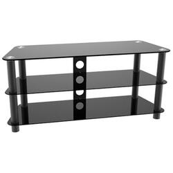 Maclean MC-625 TV table with glass Black Tempered Glass TV Table Shelf Stand