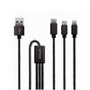 Cablu de date Tellur 3 in 1, MicroUSB, Lightning, USB Type-C, 1m, Negru