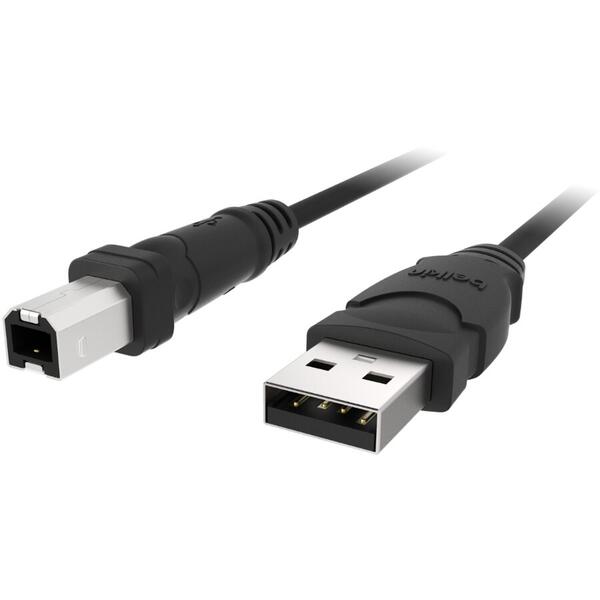 BELKIN USB 2.0 Cable (USB Type A 4-pin (Male) - USB Type B 4-pin (Male), USB 2.0, 3m, Black)