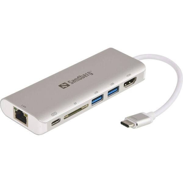 Sandberg USB-C Dock HDMI+LAN+SD+USB, 61W