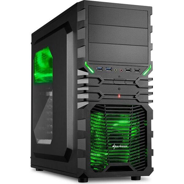 Carcasă PC Sharkoon VG4-W Green, interior negru/verde