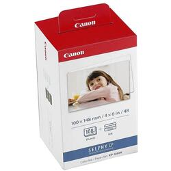 Set Canon KP-108IN Ribon +  set hartie (10x15 cm) pentru 108 printuri, compatibil cu imprimantele CP