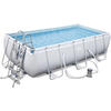 Set piscina Bestway, dreptunghiulara, cadru metalic, 404 x 201 x 100 cm, cu sistem de filtrare si scara