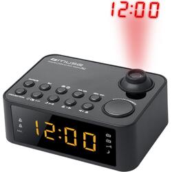 Radio cu ceas MUSE M-178 P, portabil, cu proiectie ajustabila, Dual Alarm, LED,  AUX-in, Negru