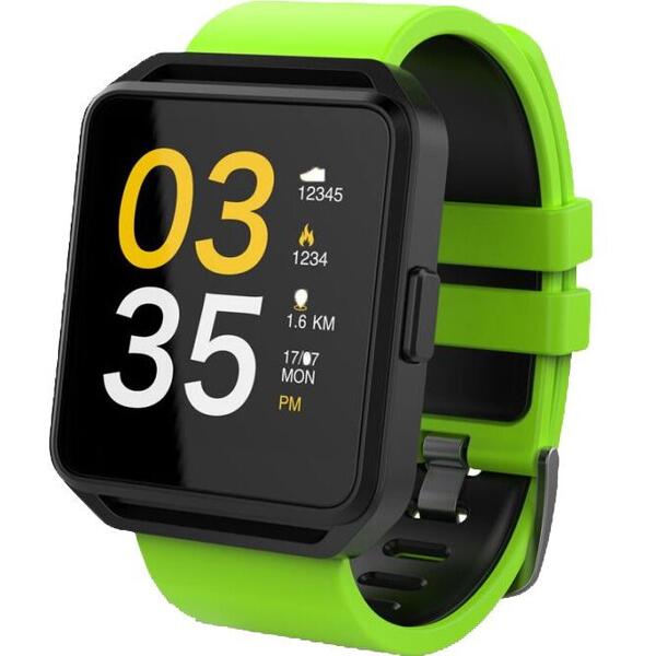 Ceas smartwatch Maxcom FitGo FW15 Square, Silicon Band, Green