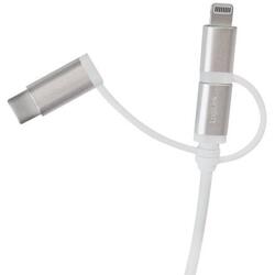 Cablu de date Logilink CU0126, USB - micro USB + USB-C + Lightning, 1m, Silver