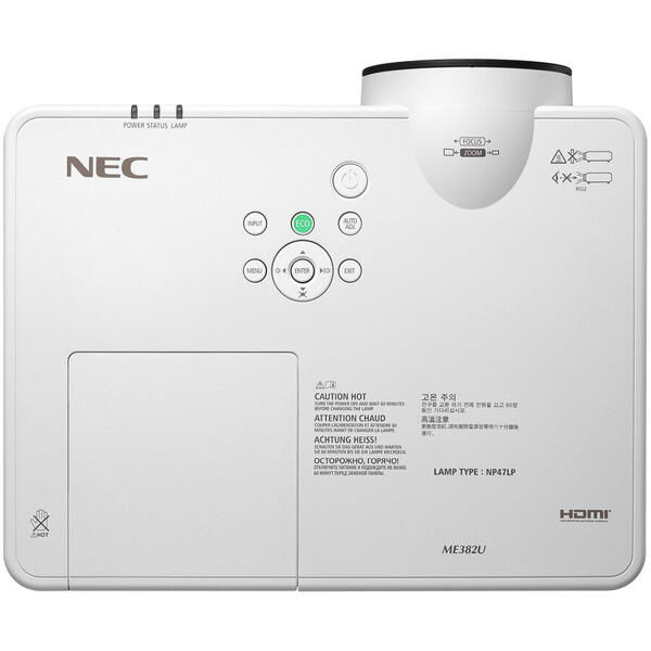 Videoproiector NEC ME382U, WUXGA 1920x1200, 3800 lumeni, contrast 16000:1