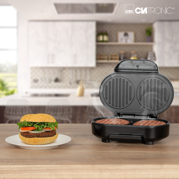 Grill electric pentru preparat hamburger Clatronic HBM 3696 Putere: 1000 W