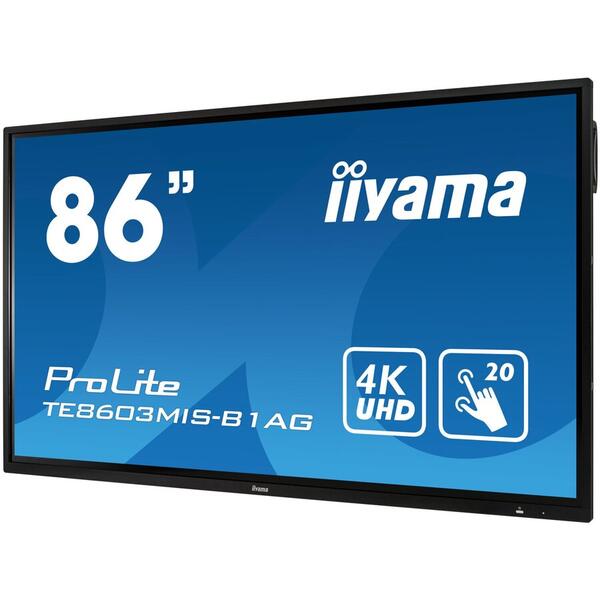 Monitor tactil iiyama ProLite TE8603MIS-B1AG 86" 4K, AntiGlare, iiWare(Andorid), SlotPC, WiFi