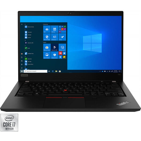 Laptop Lenovo 14'' ThinkPad T14 Gen 1, FHD IPS, Procesor Intel® Core™ i7-10510U (8M Cache, up to 4.90 GHz), 16GB DDR4, 512GB SSD, GMA UHD, Win 10 Pro, Black