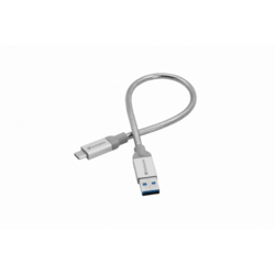 CABLU alimentare si date VERBATIM, pt. smartphone, USB 3.1 (T) la USB 3.1 Type-C (T),  30cm, premium, cablu metalic, argintiu, "48868"