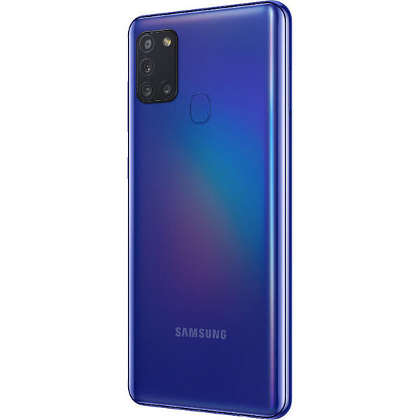 Smartphone Samsung Galaxy A21S (2020), Octa Core, 32GB, 3GB RAM, Dual SIM, 4G, 5-Camere, Baterie 5000 mAh, Prism Crush Blue