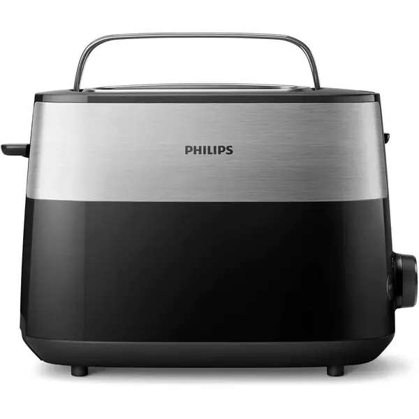 Prajitor de paine Philips HD2516/90, 830 W, 2 fante variabile, functie dezghetare, grilaj incalzire integrat, 8 setari, Negru