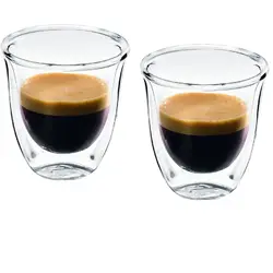 DLSC300  Set 6 pahare espresso De'Longhi Essential Collection, 6x60ml, Sticla termorezistenta, Transparente, Perete dublu