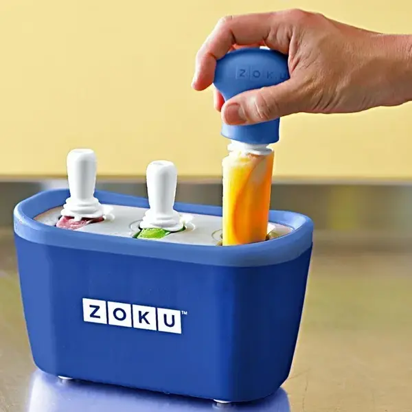 Aparat de inghetata ZOKU Quick Pop Maker ZK101 BL, 3 incinte, 7 minute, nu contine BPA, Albastru