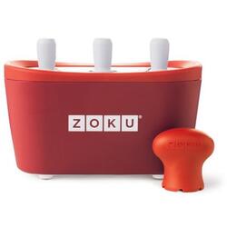 Aparat de inghetata ZOKU Quick Pop Maker ZK101 RD, 3 incinte, 7 minute, nu contine BPA, Rosu