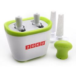 Aparat de inghetata ZOKU Quick Pop Maker ZK107, 2 incinte, 7 minute, nu contine BPA, Alb/Verde