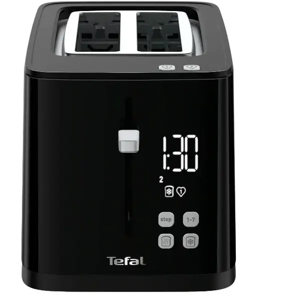 Prajitor de paine TEFAL Smart'n Light TT640810, 850W, ecran digital, 3 functii dedicate, 7 niveluri de rumenire, Negru