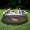 Piscina cu inel gonflabil Polygroup Summer Waves® Quick Set, 305 x 76 cm, 3982 L, cu pompa filtrare, imitatie ratan