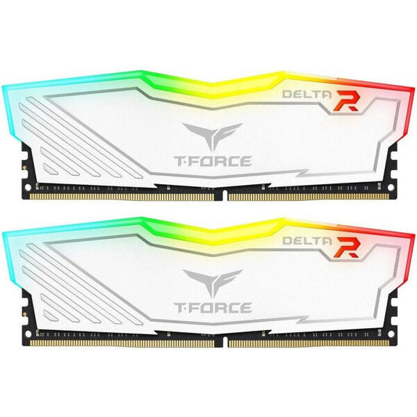Memorie TeamGroup T-Force Delta RGB White 16GB DDR4 3200MHz CL16 Dual Channel Kit (2x8GB)