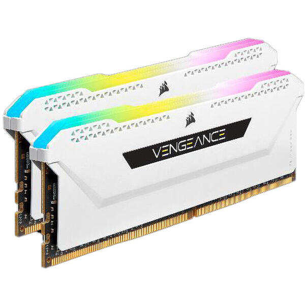 Kit de Memorie Corsair Vengeance RGB Pro SL 32GB, DDR4, 3200MHz, CL16, 2x16GB, 1.35V - Alb