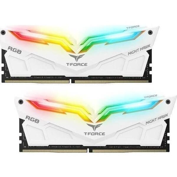Memorie TeamGroup T-Force Night Hawk RGB White 16GB (2x8GB) DDR4 3200MHz CL16 1.35V Dual Channel