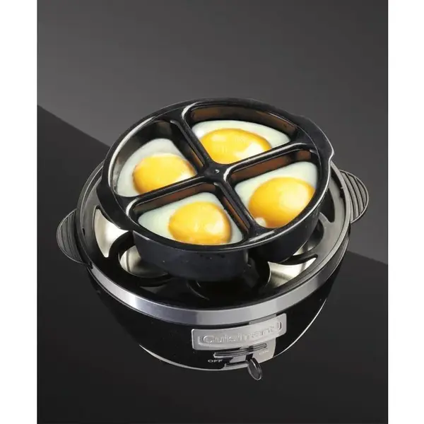 Fierbator pentru oua Cuisinart CEC10E, 600 W, 10 oua/4 oua ochiuri sau omleta, oprire automata, capac si plita din inox, led indicator, semnal audio, Argintiu&Negru