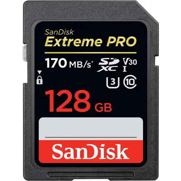 Card de memorie SanDisk SDXC Extreme Pro, 128GB, Class 10, UHS-I, 633X, 170 MB/s