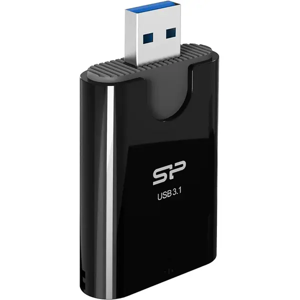 Cititor de carduri microSD si SD, USB 3.1, Silicon Power, retractabil, cu indicator LED, negru