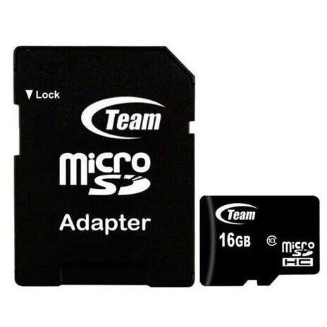 Card de memorie TeamGroup TUSDH16GCL10U03 Micro SDHC UHS-I 16GB + Adaptor Negru