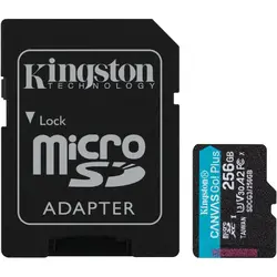 Card microSD Kingston Canvas GO Plus, 256GB, Clasa 10, UHS-I, + Adaptor