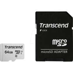 Card de memorie Transcend USD300S, microSDXC, 64 GB, 95 MB/s Citire, 45 MB/s Scriere, Clasa 10 UHS-I U1 + Adaptor SD