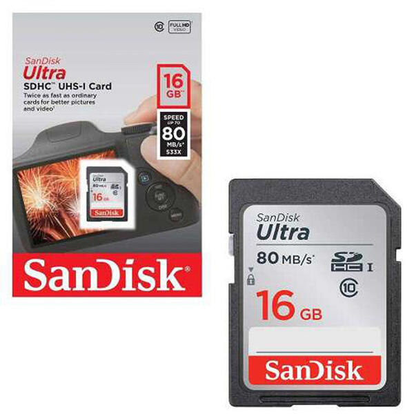 Card de memorie SanDisk Ultra SDSDUNS-016G-GN3IN, SDHC, 16GB, UHS-I, Clasa 10