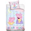 Set lenjerie pat copii Peppa Pig Bear Hugs 100x135 + 40x60 SunCity CBX195007PP