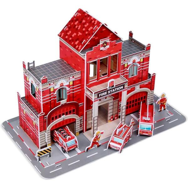 Set constructie puzzle 3D -  Statie de pompieri Fiesta Crafts FCT-3047