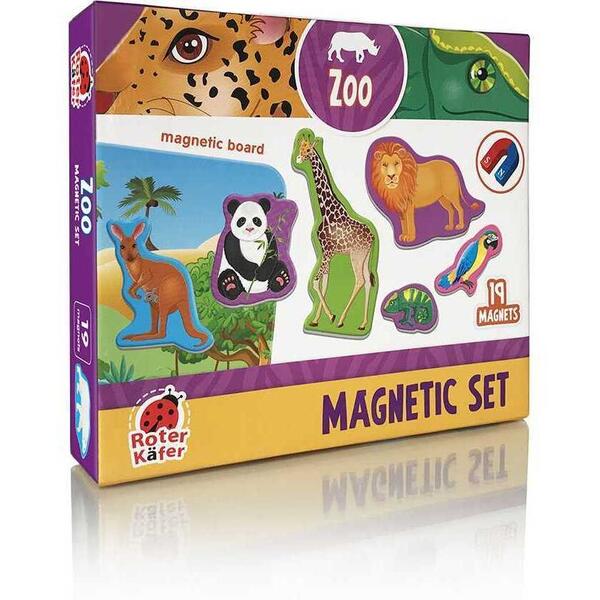 Set magnetic Animale de la Zoo cu Plansa magnetica inclusa, 19 piese Roter Kafer RK2090-02