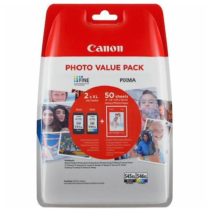 Cartus cerneala Canon PG-545XLPVP, multipack XL(black XL, color XL, hartie foto GP-501 50 coli)