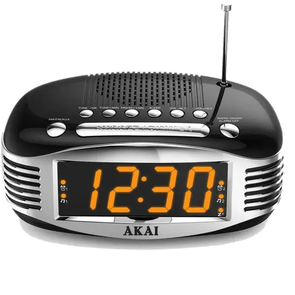 Radio cu ceas retro Akai CE-1500, AM/FM, Ecran LED, Sleep Timer, Negru