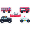 BigJigs Toys Set 5 Vehicule Din Lemn