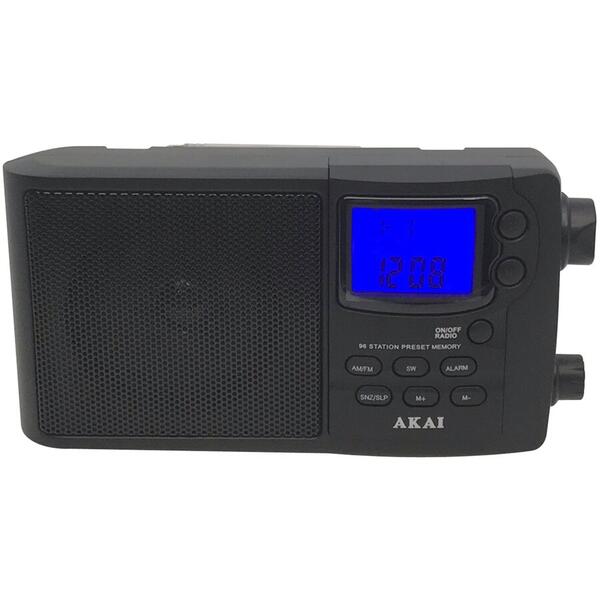 Radio FM / AM / MW / SW portabil Akai APR-2418, alimentare retea sau baterii, iesire casti, ecran LCD, alarma, Sleep, Snooze