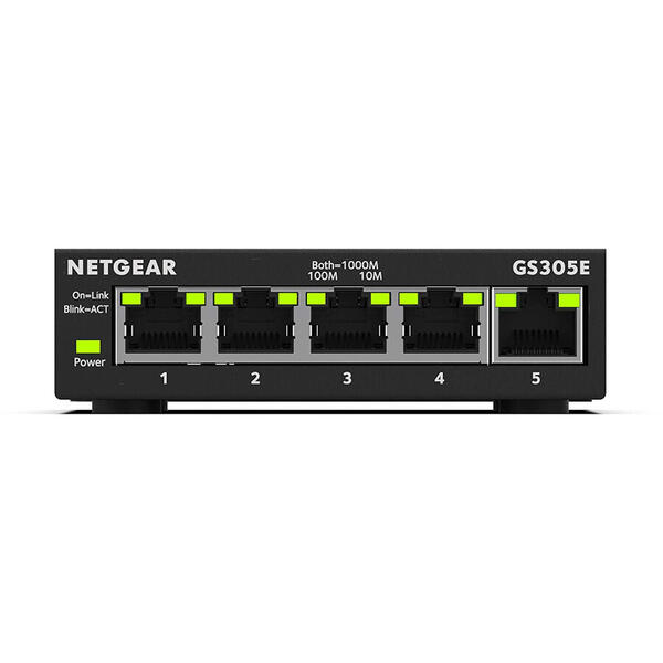 Switch NetGear ProSAFE GS305E, 5 porturi Gigabit Smart Managed Plus, Desktop