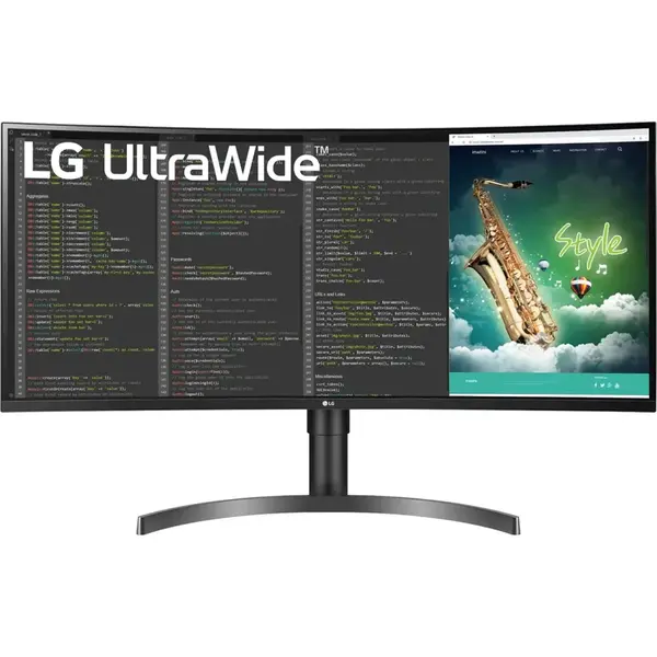 Monitor curbat LED VA LG 35", UltraWide QHD, DisplayPort, FreeSync, 100Hz, Vesa, Negru