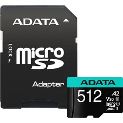 Card de memorie ADATA PremierPRO, MicroSDXC, 512GB, UHS-I U3 + Adaptor