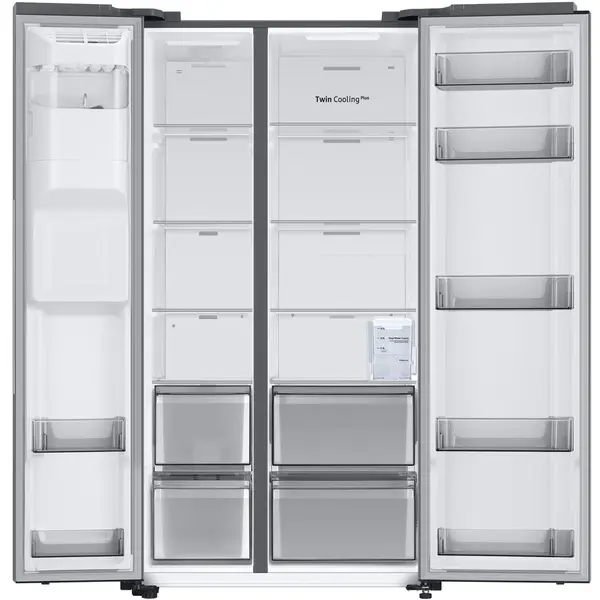 Frigider Side By Side Samsung RS68A8522S9/EF, 609 l, Clasa D, Full No Frost, Twin Cooling Plus, Conversie Smart 5 in 1, Non-Plumbing, SpaceMax, Compresor Digital Inverter, Dozator apa, Inox