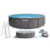 Set piscina supraterana demontabila Intex cu cadru metalic Prism Frame Premium Set, 549 x 122 cm, Grey Wood, cu pompa, filtru si scara incluse