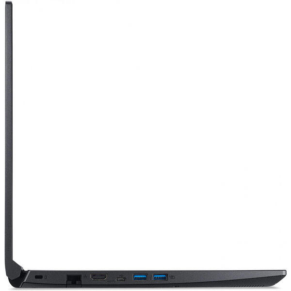 Laptop Acer Gaming 15.6'' Aspire 7 A715-75G, FHD IPS, Procesor Intel® Core™ i7-10750H (12M Cache, up to 5.00 GHz), 8GB DDR4, 1TB SSD, GeForce GTX 1650 Ti 4GB, No OS, Black