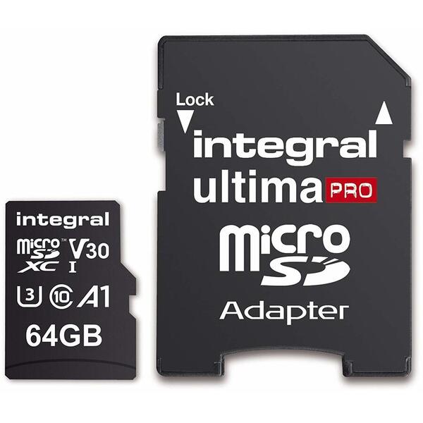 Card de memorie Integral 70V30 64GB Micro SDXC Clasa 10 UHS-I + Adaptor SD