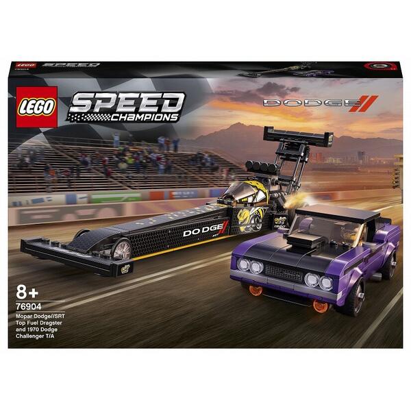 LEGO® LEGO Speed Champions - Mopar Dodge//SRT Top Fuel Dragster si Dodge Challenger T/A 197 76904, 627 piese