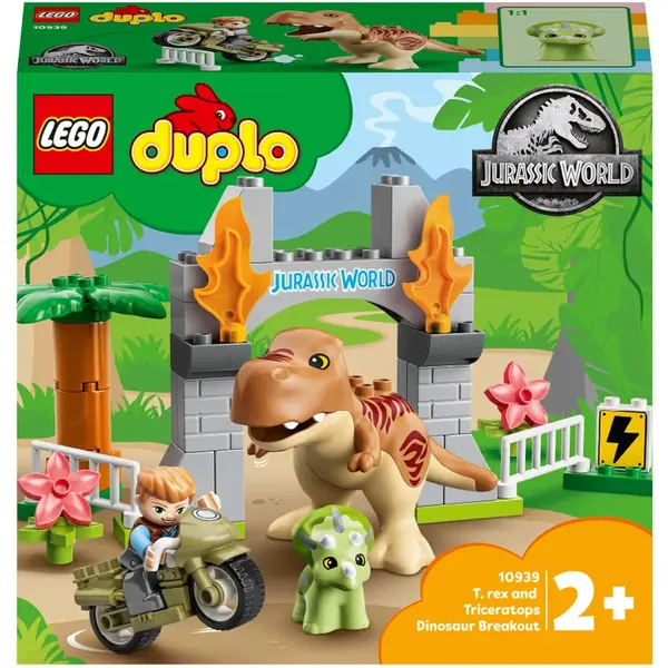 LEGO® LEGO DUPLO Jurassic World - Evadarea dinozurilor T. rex si Triceratops 10939, 36 piese